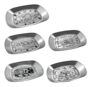 Fruit Tray Retro Style Food Grade Stainless Steel Large Capacity Deeper Caliber Rounded Corners Portable Camping Tableware 5 Pcs