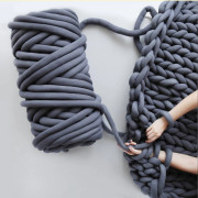 500g DIY Chunky Garn för Handstickning, Mjukt Tubgarn för Väskor, Jättegarn Armstickningsgarn, Korgar, Kuddar, Husdjursbon, DIY Pyssel 500g mörkgrå färg