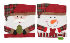 2 st julstolsryggar Dekorativa vävda tyger Tomte Snögubbe Tema Semester Matstolsöverdrag
