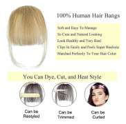 Bangs hårklämma i lugg, 100 % äkta människohårförlängningar Wispy Bangs Clip On Air Bangs För kvinnor Hårstycken Böjda lugg