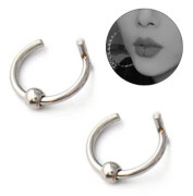 2-pack falska läppringar utan hål falska piercingar silver silver