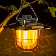 USB-C Uppladdningsbar Retro LED Campinglykta med Varmt Naturligt Ljus, Steglös Dimning, Portabel och Lång Brinntid