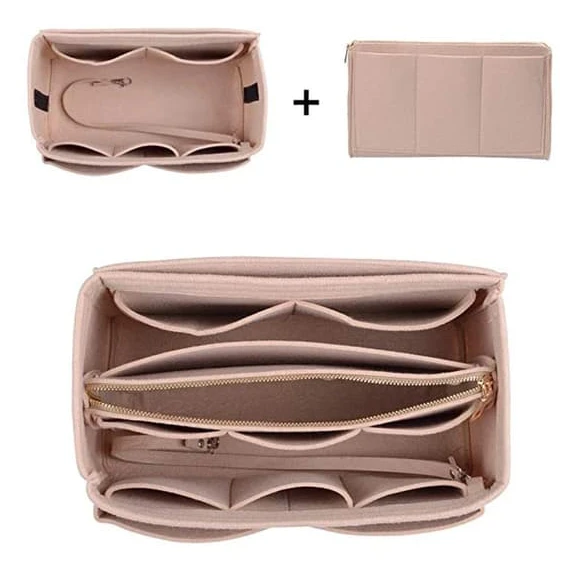 2022 Ny Kvinnlig Sminkorganisatör Filtinsatsväska För Handväska Rese Innerplånbok Bärbara Kosmetikväskor Passar Olika Märkesväskor Beige 34X18X17CM Beige 34X18X17CM