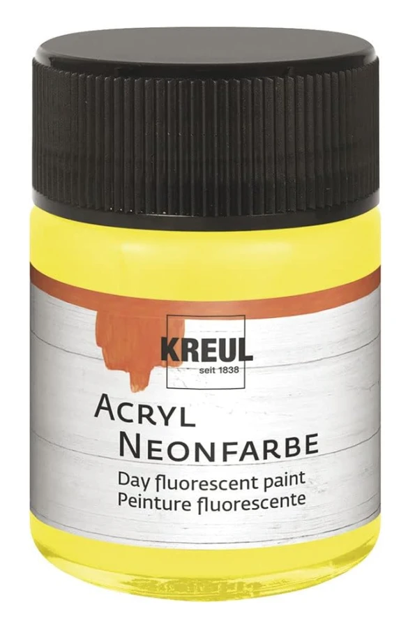 Flaska 50 ml Gul fluorescerande akrylfärg