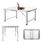 Hopfällbart campingbord - Lågt picknickbord/laptopbord - 60 x 40 cm - Metallram - Portabel sängbricka - Utomhusbruk