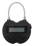 LCD-tidslås med USB-uppladdningsbart, elektroniskt tidslås för resbagage, 99H 59M, svart