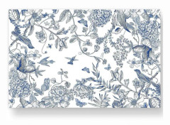 2025 Senaste Modell 50-pack Pappersplacemats med Blommor och Fåglar Blå och Vita Hortensiagrenar