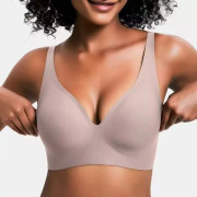 Wireless Seamless Jelly Bra Soft Breathable Push Up Comfort Underwear Lightweight Everyday Wear for Women*【Gray】Gray*3XL 【Gray】Gray-FA- 【Gray】Gray 3XL