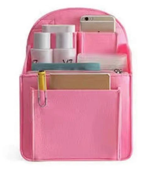 【BQ】Ryggsäck Filtinsatsficka Lätt Axelväska Handväska Reseryggsäck Plånboksinsatsväska Organizer för Kvinnor Män Rosa liten Pink small
