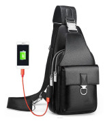 【BQ】Enkel dragkedja/spänne bröstväska Crossbody-väska Bärbar stor kapacitet Liten slingväska för löpning och fitness Upgraded Black