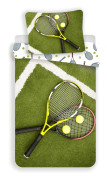 Sängkläder 140X200 Tennis Racketer Tennisskrivare Tennisbollar Tennisbana Grön Vit 5260 Örngott 70X90 Sportig För Tennisfan