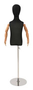 vidaXL Justerbar mannequin 120-150 cm med bas Unisex PP Svart
