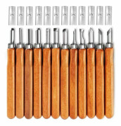 Wood Carving Tools, 12-Piece Wood Carving Tool Set in SK5 Carbon Steel for Beginners and Professionals