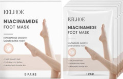 5 st/förpackning EELHOE Niacinamide Exfolierande Fotmask - Återfuktar, mjukgör och slätar ut fötterna, rengör död hud.