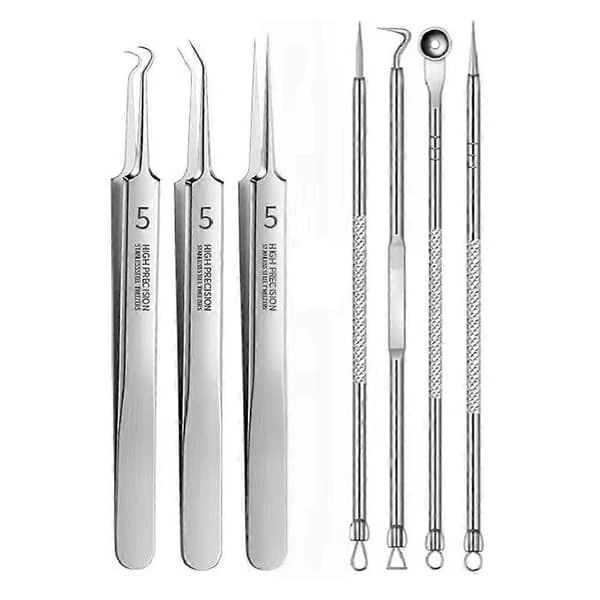 Blackheads Acne Needle Cell Pimples Blackhead Clip Tweezers Blackhead Comedones 7st