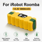 Batteri till robotdammsugare - 14,4V Li-ion batteripack - 9800mAh hög kapacitet - Ersättningsbatteri för serie 500–900 - Set om 2 st