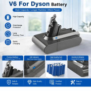 Reservbatteri för sladdlös dammsugare - V6 DC58 DC59 DC62 SV03 SV05 SV09 - 3-pack - 9800mAh 9,8Ah Hög Kapacitet - Li-Ion - Uppladdningsbart Ersättningsbatteri