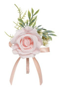 Rosknapphålsblomma - Boutonniere - Konstgjord Rosblomma - För Bröllop Bal Hemkomstfest - Brudgum Och Marskalk - Rosa