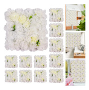 Blomvägg Panelset 12-pack - Konstgjord Ros Väggelement - 3D Blomsterbakgrund 38 x 38 cm - Bröllops- Och Festdekoration - Fotobakgrund Heminredning - Vit