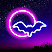 Neonskyltar, Måne och Fladdermus LED Neonskyltar, Väggneonskyltar USB/Batteri