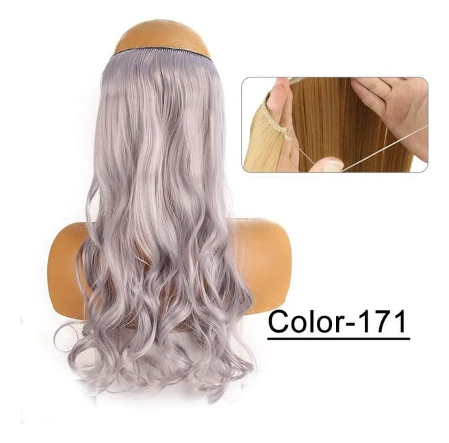 Syntetisk Naturlig Syntetisk Halo Hårförlängning Utan Clip In Artificiell Fake Ombre Blond Brun Svart Rosa Vågig Löshår YX02-171 YX02-171