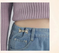Jeans midjeklämma - Justerbar midjeknapp - Hjärtformad brosch - Ingen sömnad - 2-pack - Guld