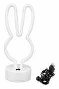 Kaninformad LED-neonlampa, varm färg, USB-/batteridriven, sängbordsdekoration