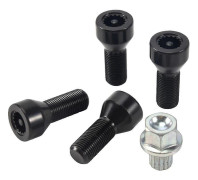 M14 x 1.25 Bilhjul Låsbultar Hjulnav Mutter Stöldskyddsskruv med Nyckel Bil Stöldskyddsskruv för_Billiga gåvor Black