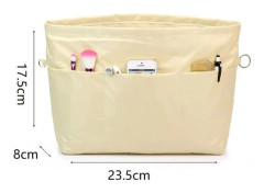 Vintage Kosmetisk Organizer Insatsväska Dragkedja Flerfack Solid Beige S
