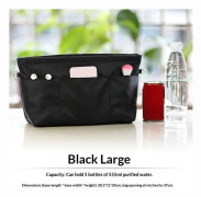 Vintage Kosmetisk Organizer Insatsväska Dragkedja Flerfack Solid Black L