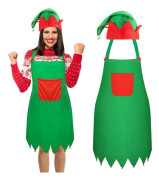 Tomtenissedräkt - Förkläde och mössa ingår, tomte-tema cosplay-outfit, viktiga julfesttillbehör för högtidsfirande