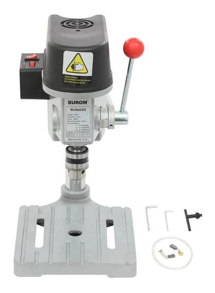 Mini bänkborrmaskin - Borrställ 5158A - 3 hastigheter - 340W nätdriven - EU-kontakt 220V - Borrdjup 25 mm - Spännhylsa 1-10 mm