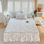 1 st 100% Bomull Sängkjol Queen/King Size Blommigt Tryckt Lakan med Volanger falda de cama Full Size Kjol för Enkel 150x200x45cm 1pc