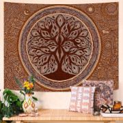 Mandala Utsmyckat Cirkulärt Mönster Väggbonader Bohemiska Orange Blommiga Väggbonader Varma Jordnära Toner Väggbonad Sovrum Studentrum 70x100CM