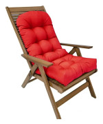 Tjock stolsdyna till gungstol - Hög rygg sits- och ryggkudde - Vattentät för uteplats och inomhus - Mjukt bomullsfyllt säte - Polyester/bomullstyg - Storlek 50x110 cm - Röd