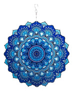 3D Rostfritt Stål Mandala Roterande Vindsnurra, Stereoskopisk Väggmonterad Vindklocka Dekoration för Balkong & Gård