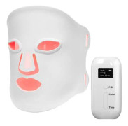 LED ansiktsmask för fotonterapi för hemmabruk, silikonpassform, flervåglängds LED (röd 630nm, blå 460nm, gul 590nm, grön 520nm, lila, cyan-blå, vit),