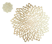 4 Pairs Gold Placemats 8 PCS Matching, Golden Metallic Pressed
