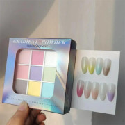 9 Färger Solida Patting Nagelpuder UV Polish Dekoration Shimmer Fint Glitter Gradient Manikyrlack Dekor Puder