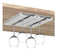 Vinglasställ, Borrfri vinglashållare under hylla och skåp, Hängande glasställ Organi-Good 2pcs White