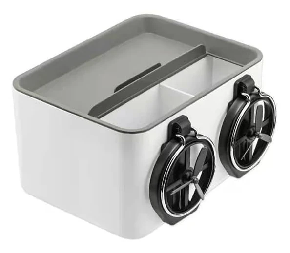 Bil Multifunktionell Hållare Tygbox och Koppförvaring Armstöd Förvaringslåda Gray White With Lid