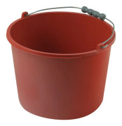 Bygghink, röd, plasthandtag, 12L, rund, kraftig botten, Vorstahl