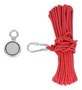 Magnetkrok Dubbelsidig Magnet Flodåtervinning Enkelring N35 265LBS 20 Meter Rött Rep