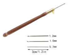 Luneville broderinål - tambour virknål - trähandtag - set med 3 nålar - för pärl- och paljettbroderi - färg B