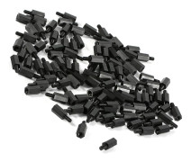 100 st M2 M3 M4 Plast Nylon Sexkantig hane Hona Hona Distans Rundskalle Skruv Mutter