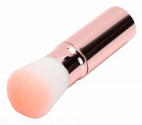 Infällbar Sminkborste Starkt Grepp Reseansiktsmakeupborste för Rouge Löst Pudder Foundation Rosa rosa