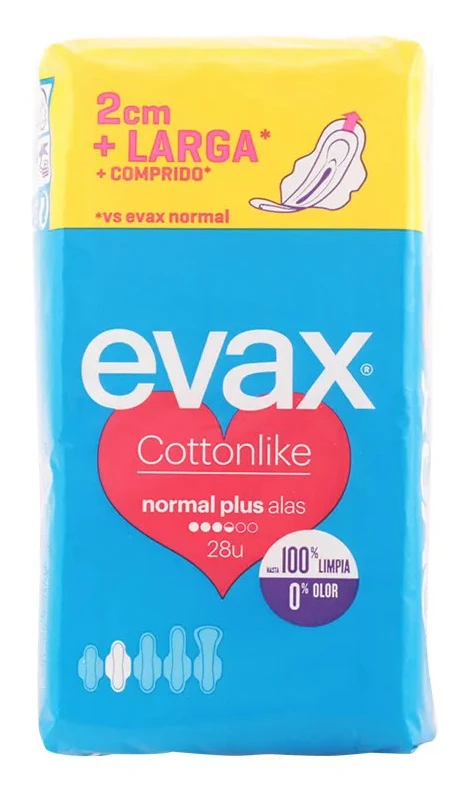 Evax Cottonlike Normal Plus With Wings Sanitary Towels 28 Units