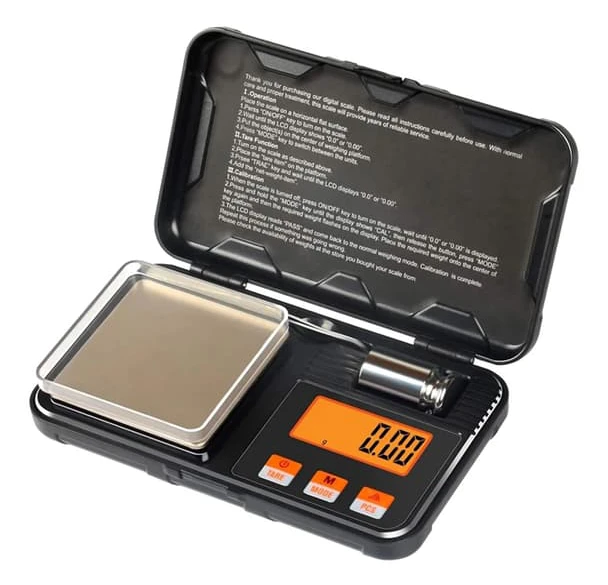 Elektronisk digital displayvåg 200g x 0.01g mini precision professionell fickvåg kalibreringsvikter (200g x 0.01g)