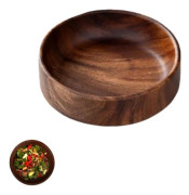 del - Träblandningsskål - Salladsskål - Brun träskål - Lämplig för frukost, snacks, soppor, sallader - 16,5 x 4,5 cm - Brun