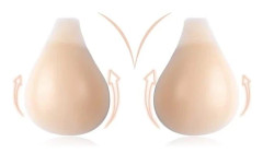 Självhäftande push-up silikon-bh, osynlig axelbandslös rygglös bh, Nude-XL (C/D/E)